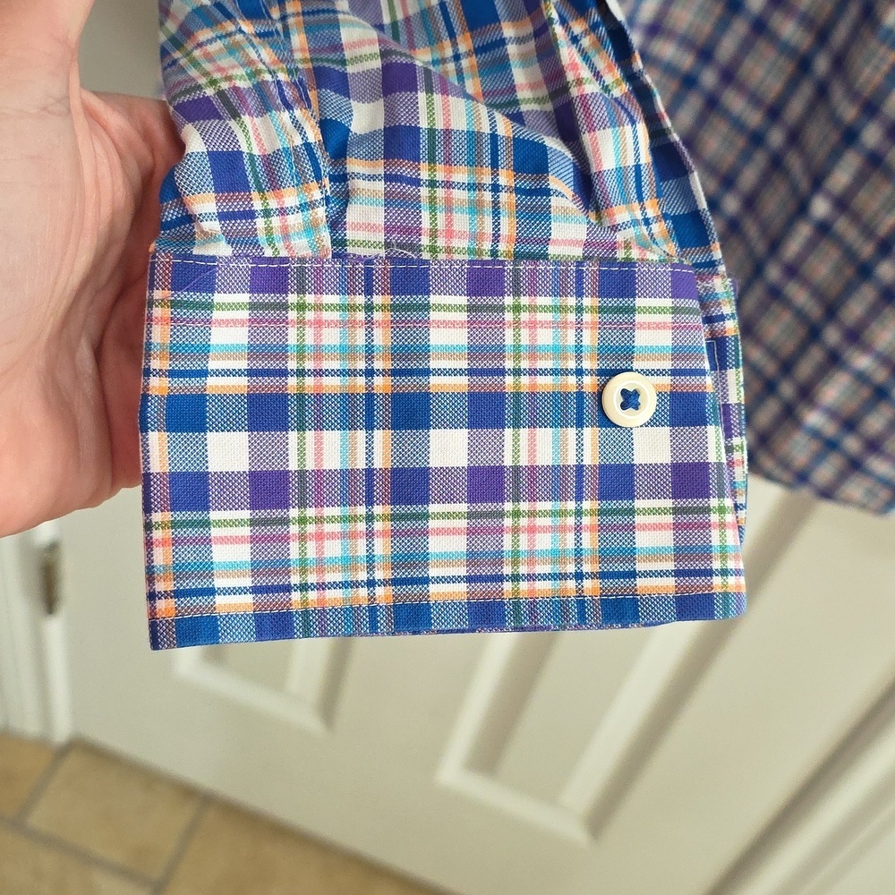 Peter Millar Set Of 2 100% Cotton Collared Button Down Long Sleeve Shirts Large - Picture 5 of 11